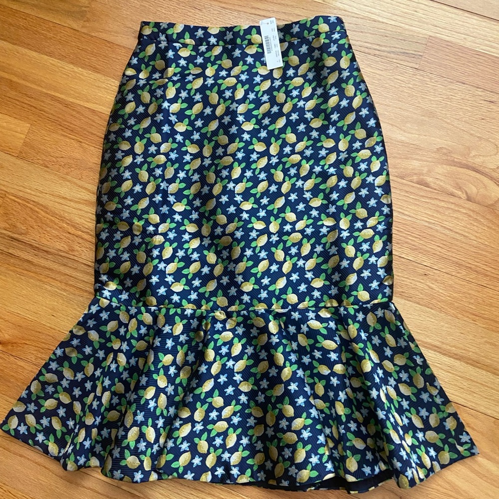 NWT J. CREW Lemon Jacquard Ruffle Hem Skirt - Picture 5 of 12